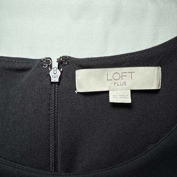 Ann Taylor LOFT Plus Sz 22 Womens Black Eyelet Bottom Sleeveless Dress Work EUC - Picture 2 of 12